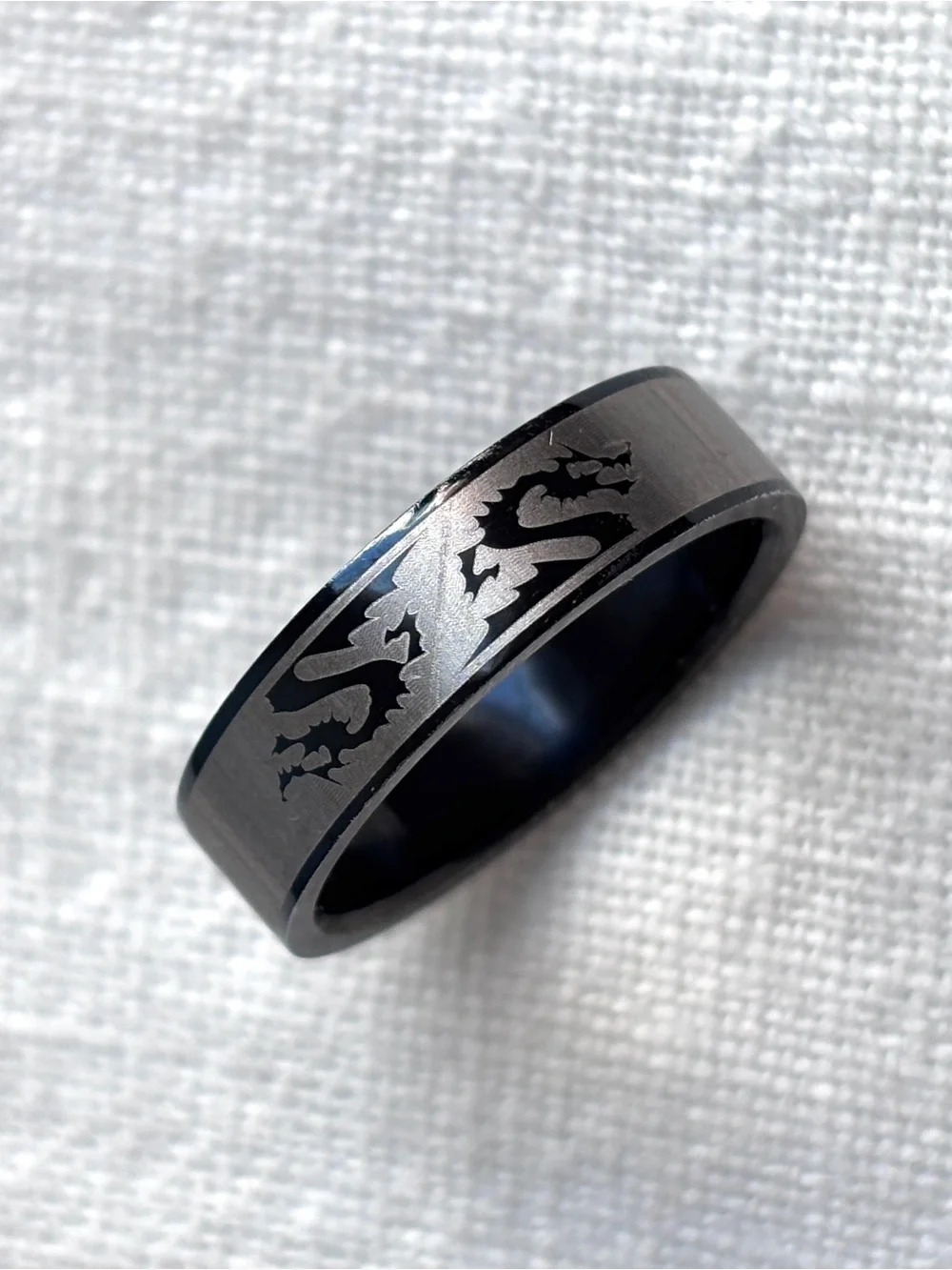 Black Silver Dragon Tribal Pattern Steel Metal Fashion Ring